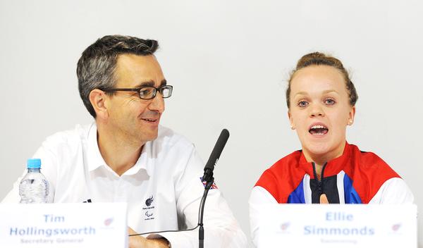 Hollingsworth became part of Paralympics GB in 2011. Here with Ellie Simmonds / image ©: anna gowthrope / press association
