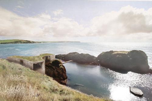 The grass-roofed suite will appear to extend out from the cliffs / Carmody Groarke 