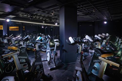 The indoor cycling studio features a plethora of Spinner bikes / Third Space