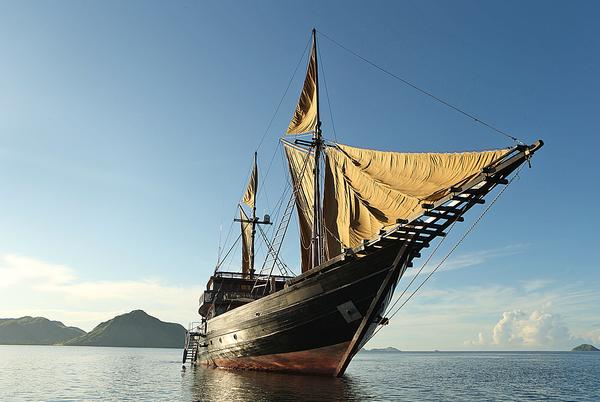 The luxury live-aboard Alila Purnama can accommodate up to 10 people and comes with its own spa therapist. It has three decks and has been handcrafted to replicate a traditional Indonesian phinisi ship