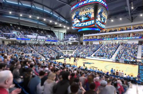 The arena will host basketball games featuring the DePaul Blue Demons / Pelli Clarke Pelli