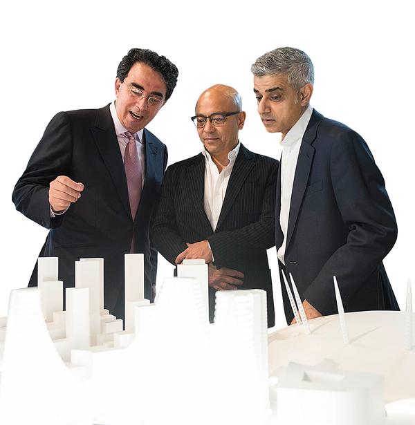 L-R: Santiago Calatrava, Knight Dragon vice chairman Sammy Lee and London mayor Sadiq Khan