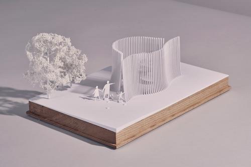 A model of Asif Khan's design, which will appear to grow from the ground / Asif Khan