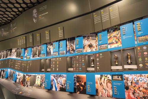 A wall of history tells the entire modern history of world football chronologically / FIFA