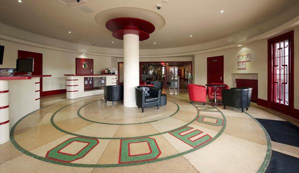 The building’s Art Deco reception was restored with the help of English Heritage