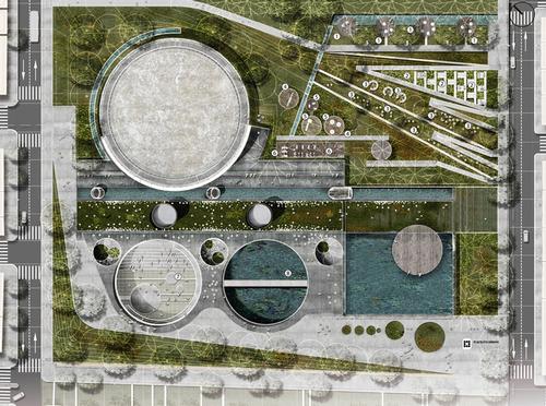 An overhead view of the site in Medellín, Colombia / Holcim Awards