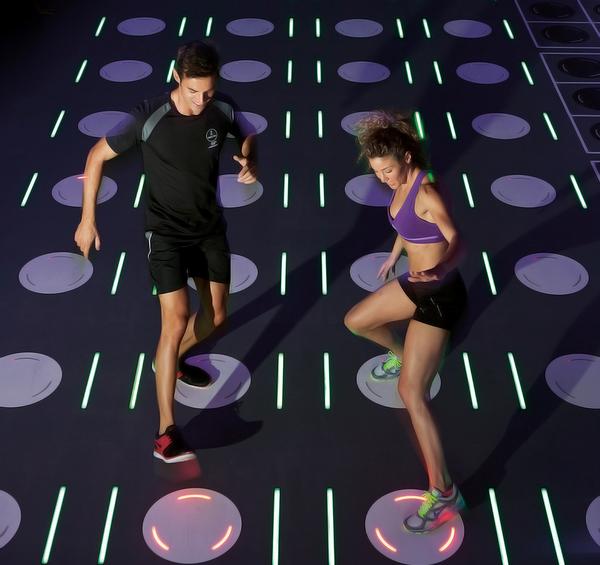 The Pavigym 3.0 Interactive Floor enables trainers to design and track workouts