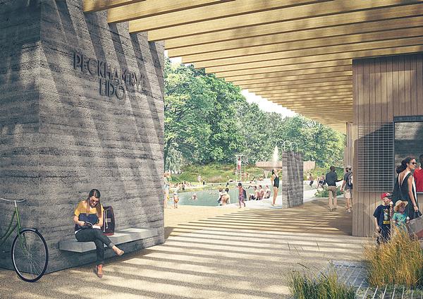 Plans include the creation of an Olympic-sized pool, a wild swimming pond, “Peckham Beach”, a gym and a yoga studio / © STUDIO OCTOPI + PICTURE PLANE