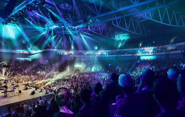 The arena can be seamlessly converted from a 12,000-seat venue for major events into a more intimate 4,000-seat space