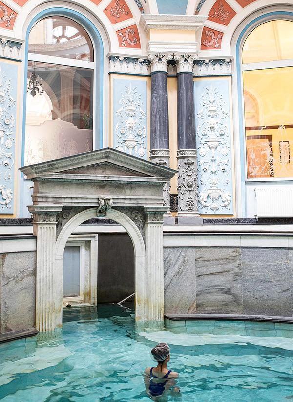 Many pools in central and eastern Europe, such as this one at Spa Wojciech in Poland, are filled with local mineral water 