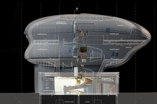 A spiral staircase will lead visitors up through the exhiibtion floors / Coop Himmelb(l)au