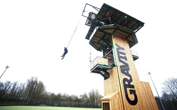 Gravity, the UK’s first outdoor Flight Tower, has six descent options, 
including zip line and free fall
