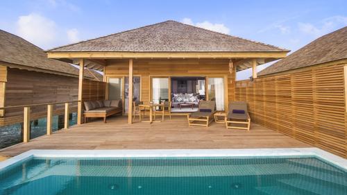 The luxury resort will open later this year, with at least 45 Ocean Pool Villas built on stilts over the water / Hurawalhi Island Resort & Spa
