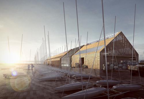 Plans for the lagoon include an oyster hatchery, restaurant and international watersport centre, designed by FaulknerBrowns / FaulknerBrowns