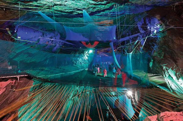 Bounce Below, in the mountains of north Wales, is a subterranean world of trampolines and slides