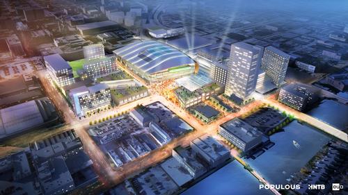 The proposed 60,000sq ft (5,600sq m) entertainment district will revitalise the city / Milwaukee Bucks/Populous