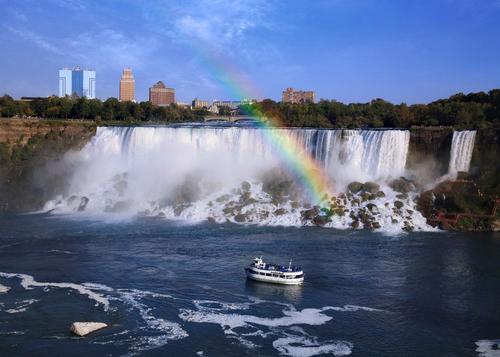 The hotel sits on the US side of the Niagara Falls