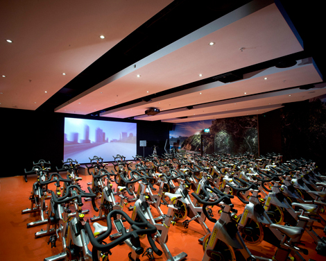 On trend: Virgin Active in Aldersgate, London, uses outdoor video footage in its large indoor cycling studio