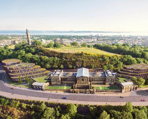 The hotel’s bedrooms will be set away from the original building in two newly constructed wings whose shape is inspired by Calton Hill / Rosewood Hotels
