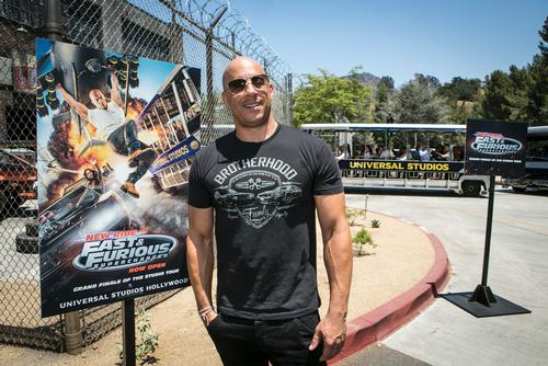 Fast & Furious cast member Vin Diesel at the new Fast & Furious: Supercharged ride / Universal Studios