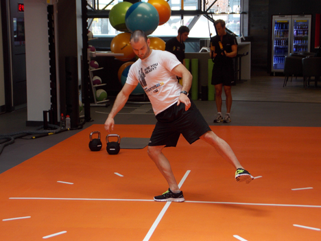 Taking to the floor: The new markings guide users through a series of functional movements