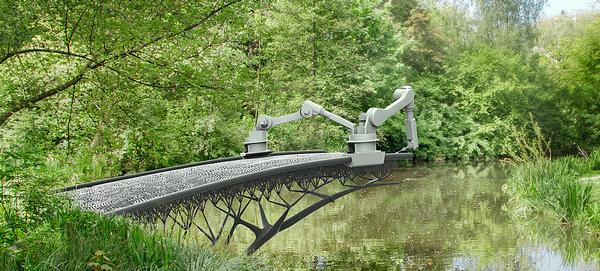 The bridge will support the robots’ weight as they work from one side of the canal to the other