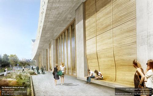 The stone will provide shading in the outdoor public areas / Herzog & de Meuron