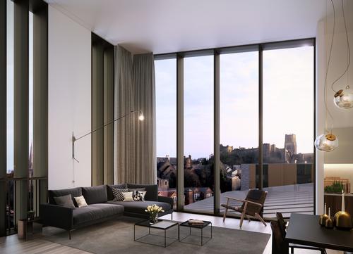 The scheme's residential apartments will offer views of Durham's UNESCO-recognised castle / FaulknerBrowns