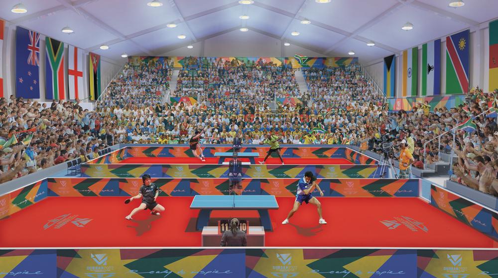 All venues for the Durban 2022 Commonwealth Games, such as the table tennis arena, squash venue and beach volleyball stadium, will be temporary structures