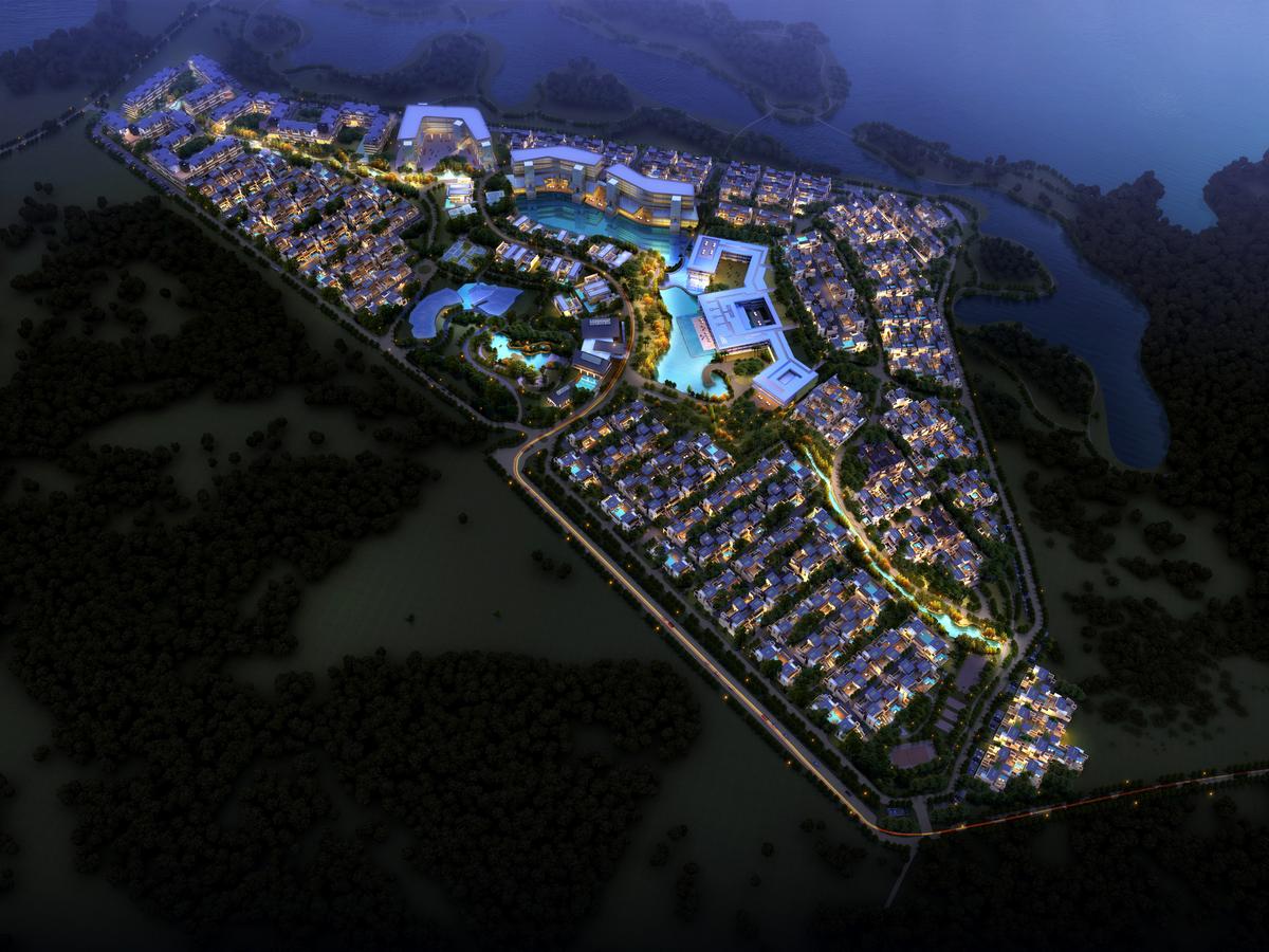 The resort and wellness community in Haikou, China, will include a 7,000sq m (75,000sq ft) wellness facility alongside a 110-bedroom resort and a wellness village with 975 houses The resort and wellness community in Haikou, China, will include a 7,000sq m (75,000sq ft) wellness facility alongside a 110-bedroom resort and a wellness village with 975 houses