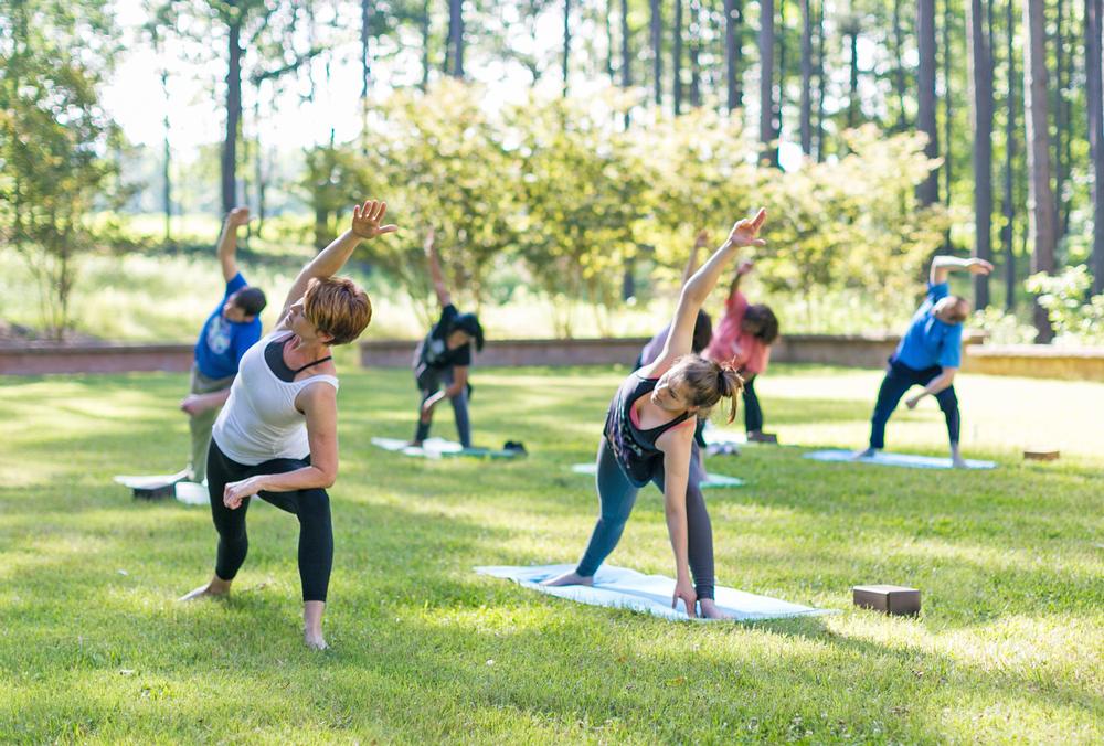 Serenbe offers a varied fitness programme that includes group yoga. A growing body of research suggests that exercising outdoors is better for you than working out indoors