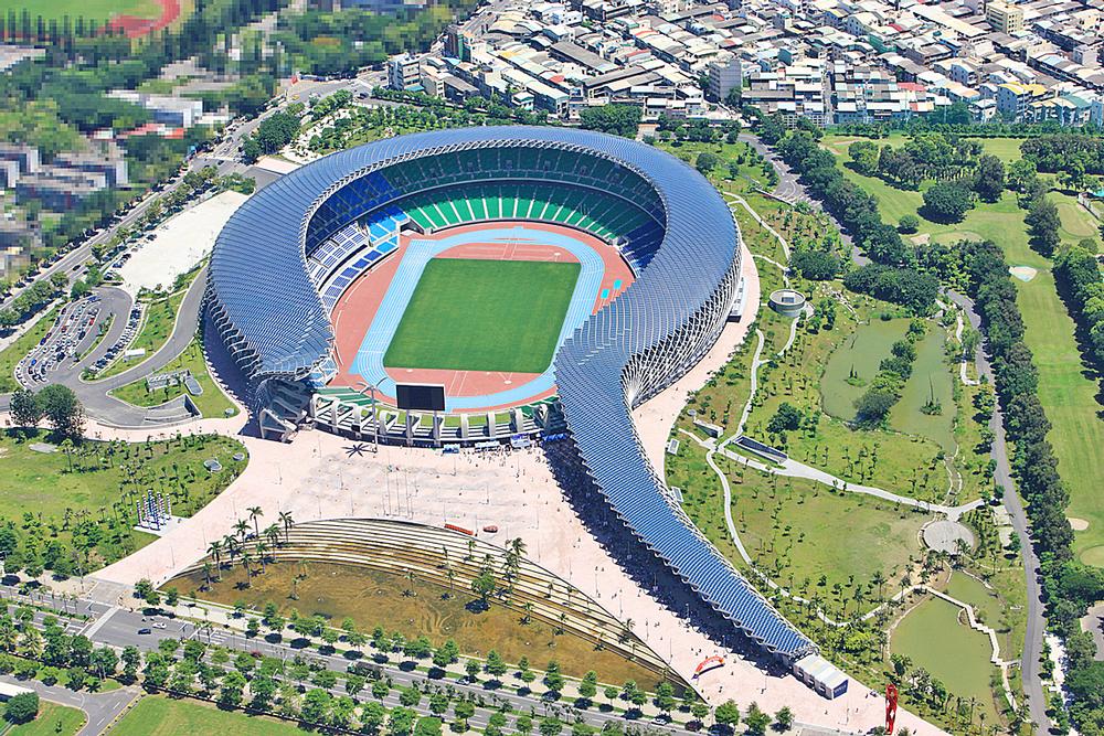 Kaohsiung Stadium, Taiwan: Toyo Ito’s dragon-shaped stadium in Taiwan is covered in solar panels and is 100 per cent solar powered