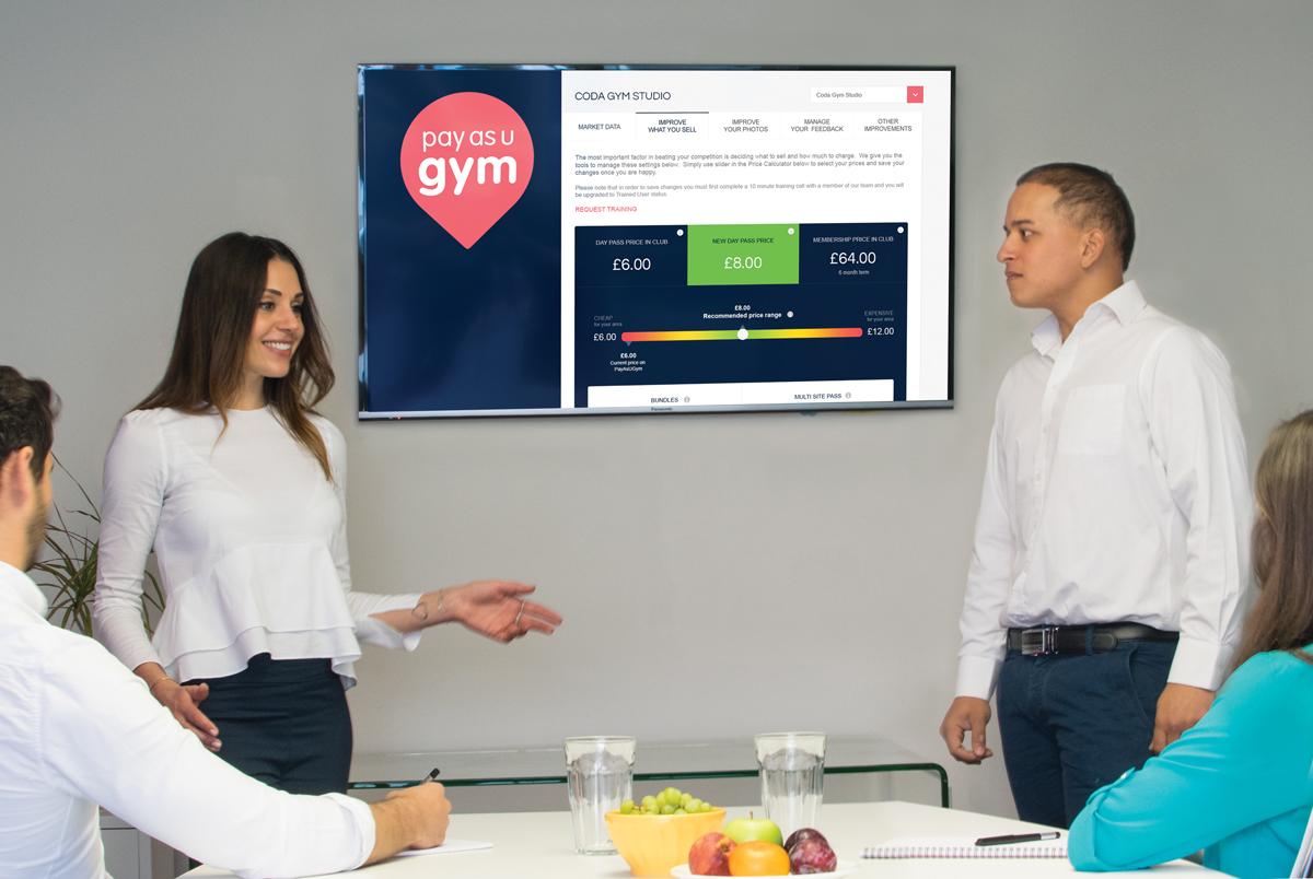 (L-R) PayAsUGym strategic account manager Samantha Porter and head of sales Akshay Loomba presenting the new portal / PayAsUGym (L-R) PayAsUGym strategic account manager Samantha Porter and head of sales Akshay Loomba presenting the new portal / PayAsUGym