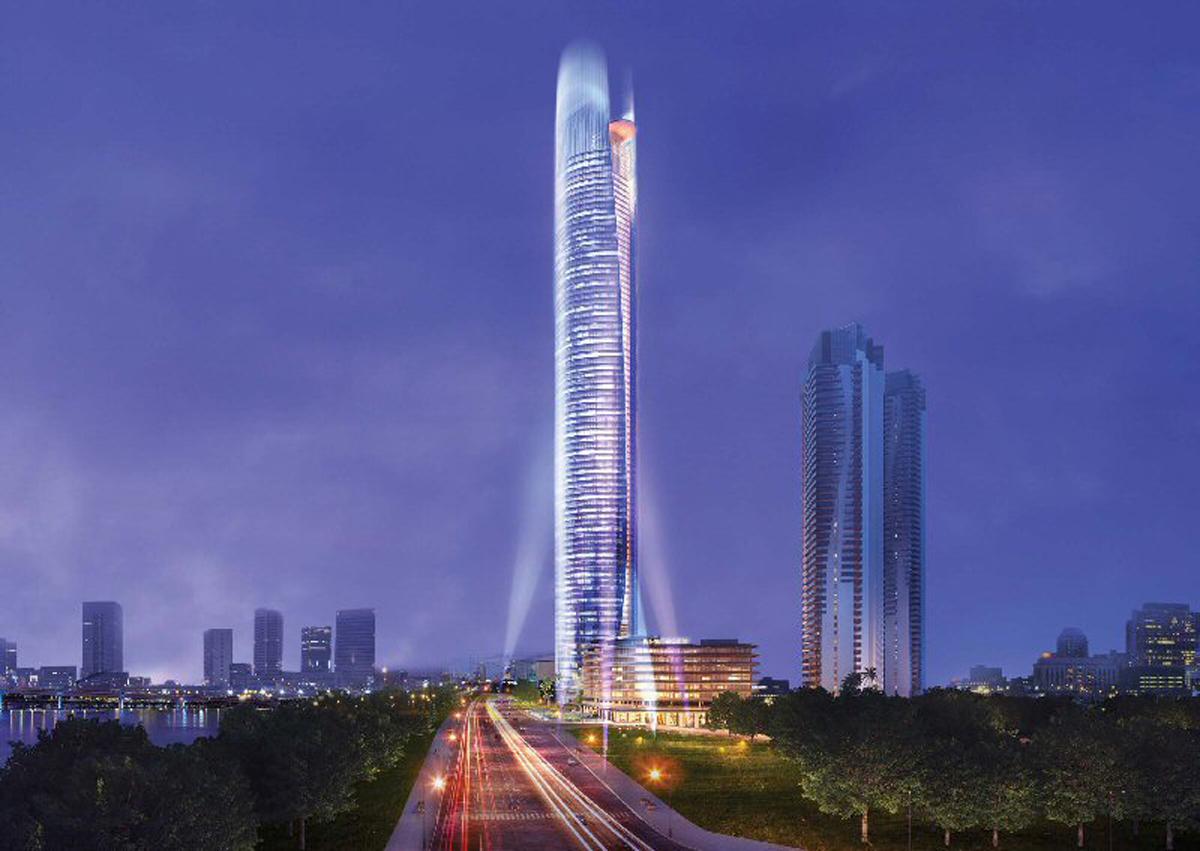The hotel will be situated on the top floors of a 370m (1,214ft) tower offering impressive views of the Xinwei River / Fairmont Hotels & Resorts