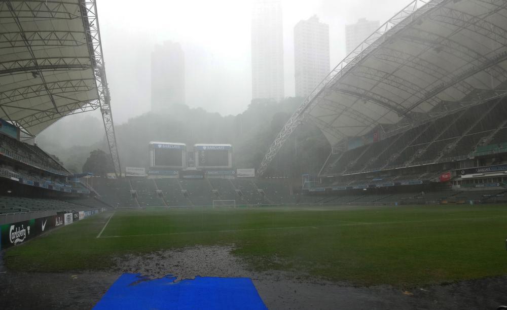 Torrential summer rain rendered the pitch at the Hong Kong stadium unplayable 