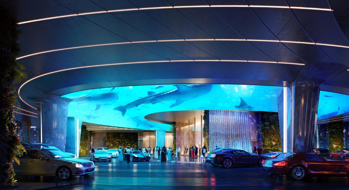 4D animations will bring underwater worlds to the hotel's entrance area / ZAS Architects