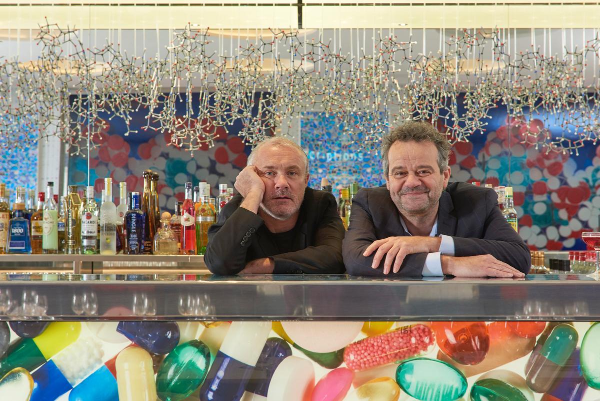 A medical-themed restaurant designed by Damien Hirst in collaboration with restaurateur Mark Hix is located in the gallery / Prudence Cuming Associates, courtesy of 2H Restaurant Ltd
