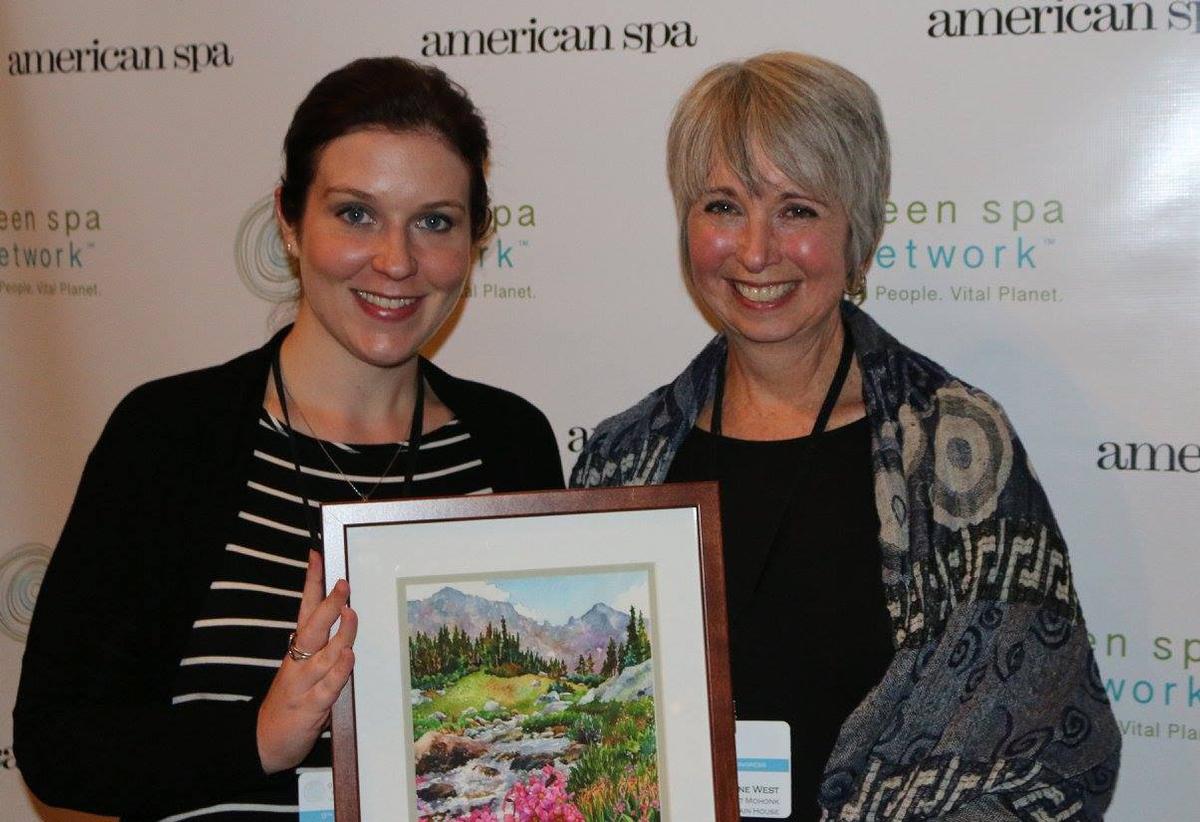 Jamie Ford and Diane West from Mohonk Mountain House, recipient of this year's Sustainable Resort Spa award
