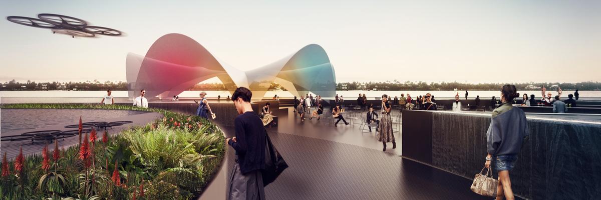 The site will incorporate an organic restaurant with its own hydroponic cultivations, a circular pool, an auditorium and a water plaza / Carlo Ratti Associati 
