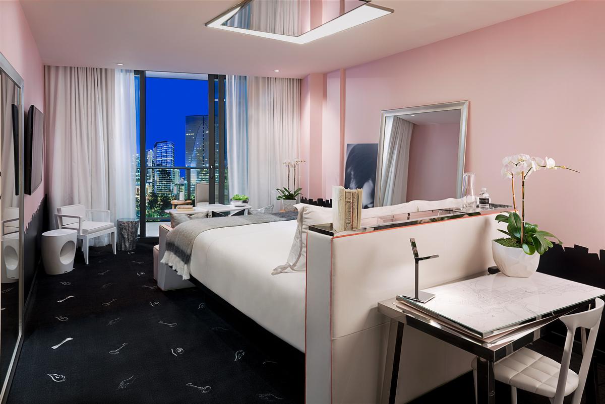 Guest rooms have a view out towards one of Miami's most vibrant neifghbourhoods / sbe