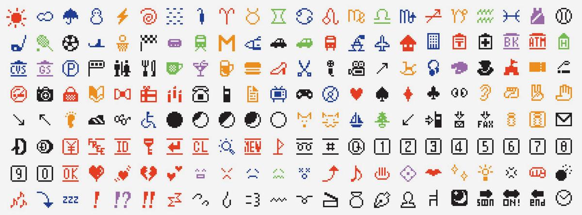 The emojis were created by developer Shigetaka Kurita on a base grid of 12x12 pixels The emojis were created by developer Shigetaka Kurita on a base grid of 12x12 pixels
