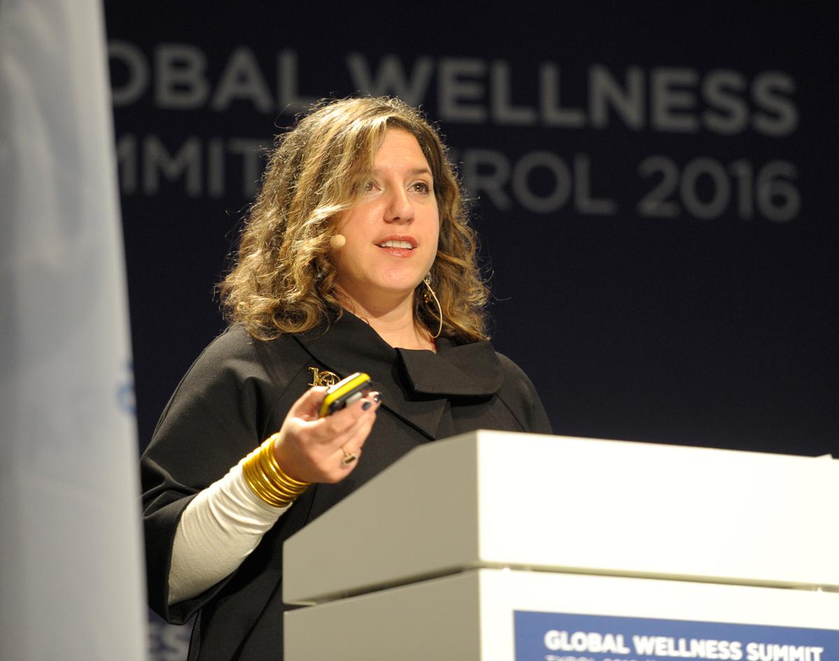 Wellness Communities Initiative chair Mia Kyricos spoke at the Global Wellness Summit / 