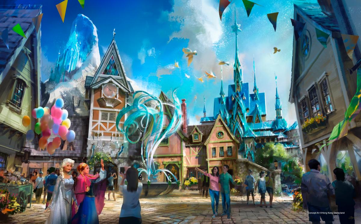 A recreation of Arendelle, the new Frozen area at the park will feature a lake, ice mountain, two rides, shops and restaurants / Disney
