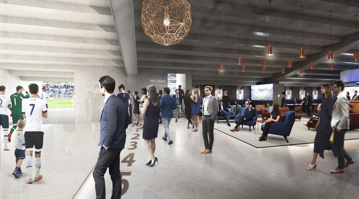 The stadium will feature a purpose-built glass-walled Tunnel Club, which allows guests a behind-the-scenes view of the players’ tunnel / Tottenham Hotspur 