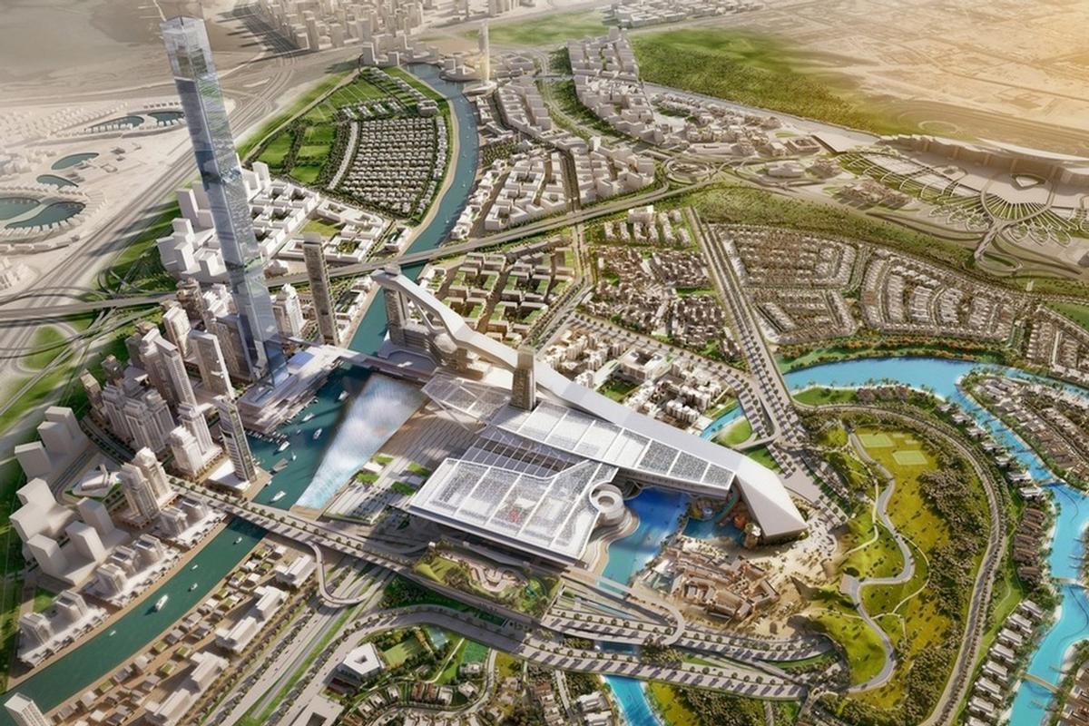 An aerial view of how Meydan One will look when the development is complete / The Meydan City Corporation