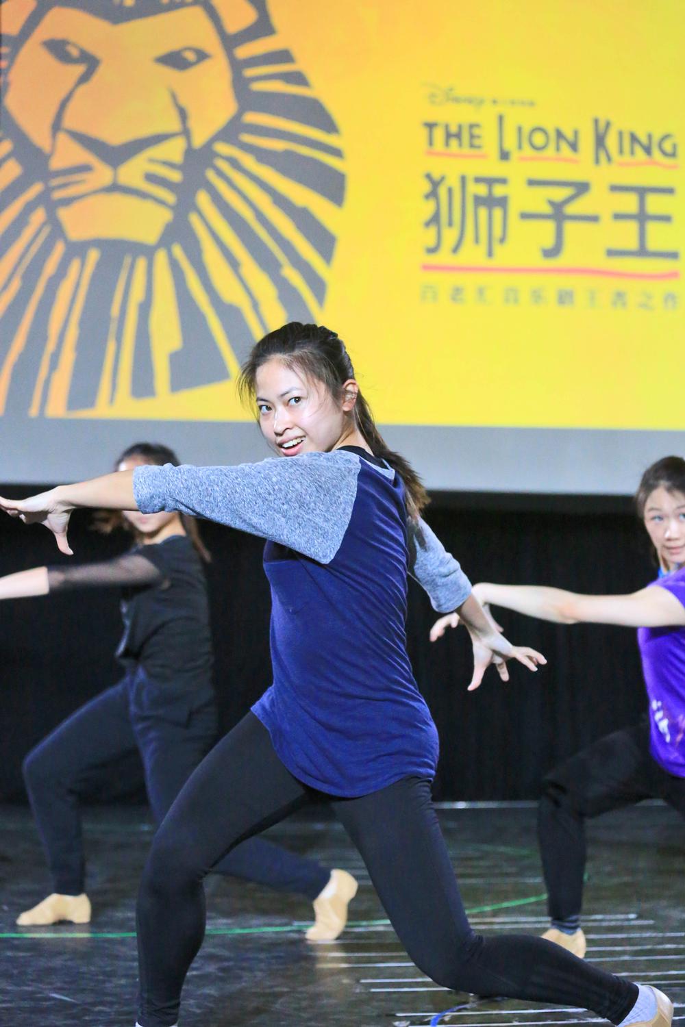 Cast are pictured rehearsing the musical The Lion King, which is being performed in Mandarin