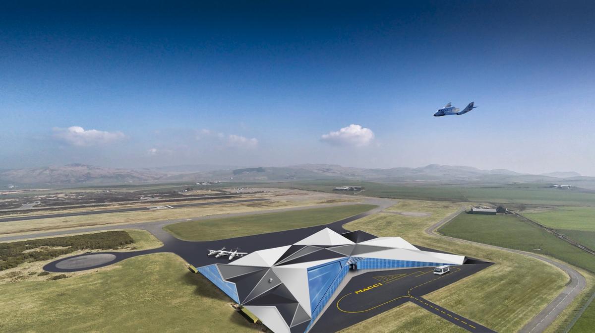 An artist’s impression of how a spaceport at Machrihanish Airbase might look An artist’s impression of how a spaceport at Machrihanish Airbase might look
