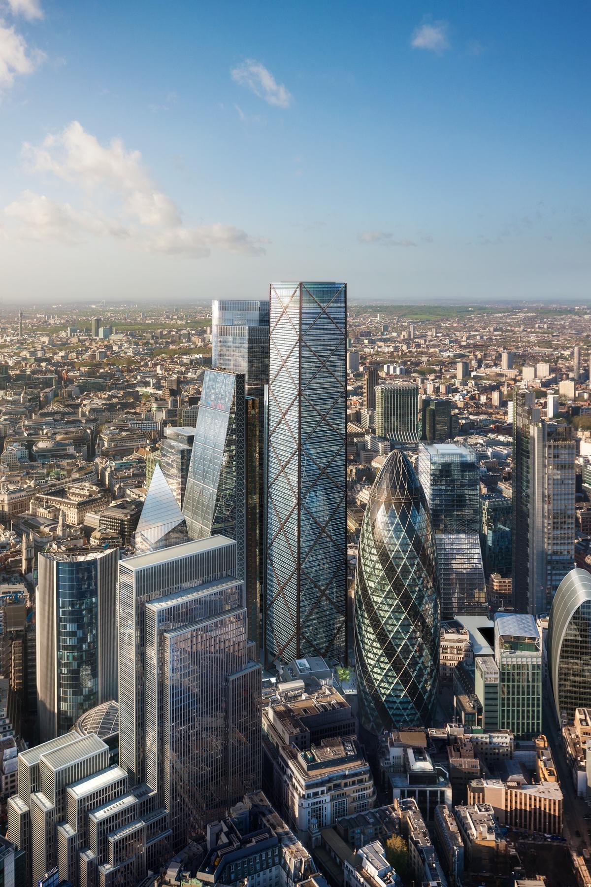 The building will be located in the heart of London’s financial district, between Norman Foster's Gherkin and the Cheesgrater tower by Rogers Stirk Harbour + Partners
/ Eric Parry Architects