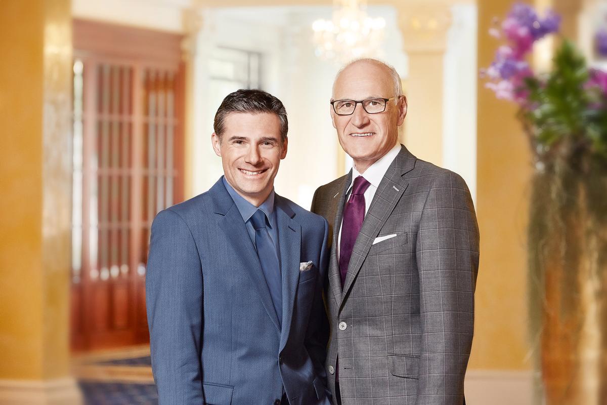 On 1 July, Peter P.Tschirky, right, will hand over the reins of the award-winning medical spa to Patrick Vogler, left / 