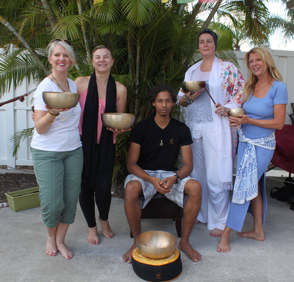 Left to right: Christine Clinton, Joanne Berry, Jahmaal Hays, Michele Roche and Christine Hays have created the vibrational healing cancer programme / 
